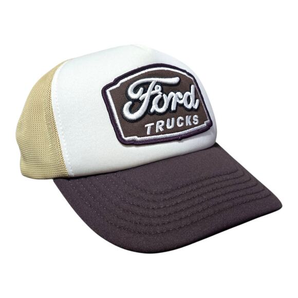 Ford Trucks Patch Hat Trucker Snapback Cap Brown Tan Mesh Back Official Licensed - Picture 1 of 9